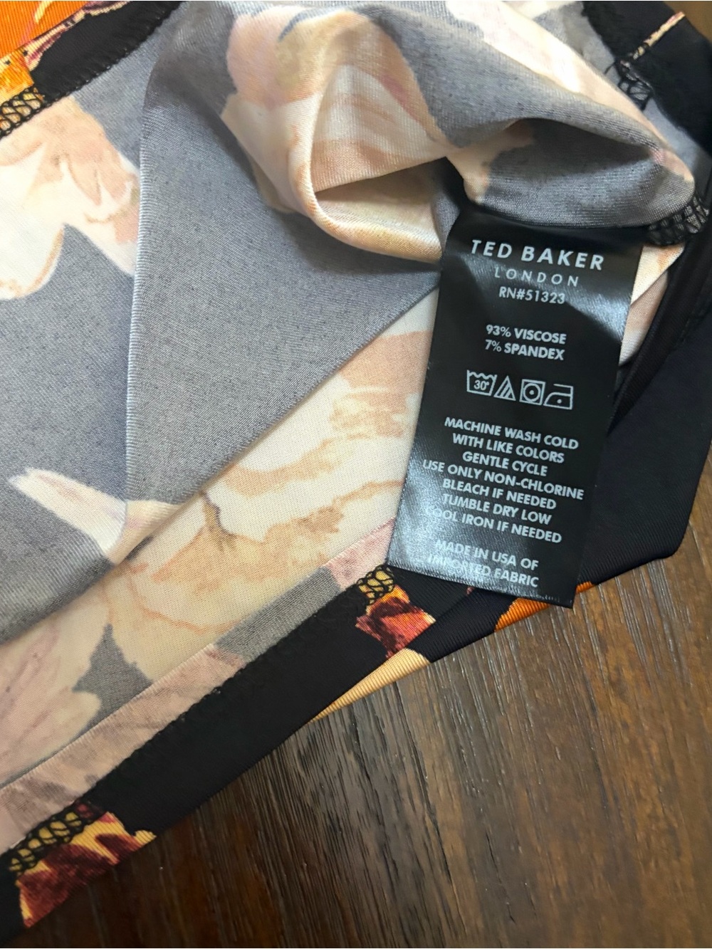 Ted Baker Tarissa Tee Floral Jersey Knit Top Black Gold - Picture 8 of 10